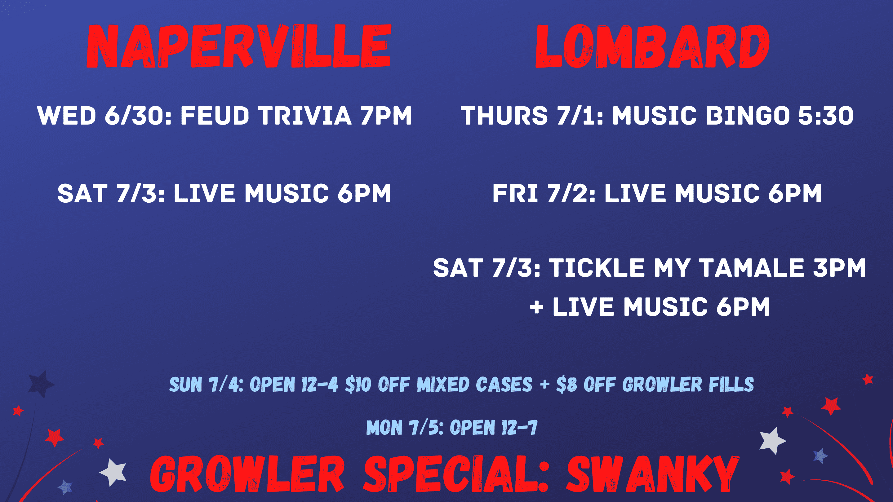 June 30th July 5th Noon Whistle Brewing